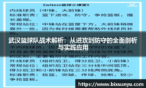武汉篮球队战术解析：从进攻到防守的全面剖析与实践应用